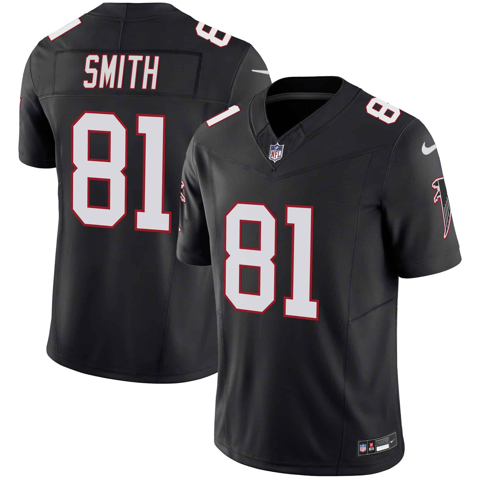 Men Atlanta Falcons #81 Smith Black 2024 Nike Vapor Limited NFL Jersey style 1